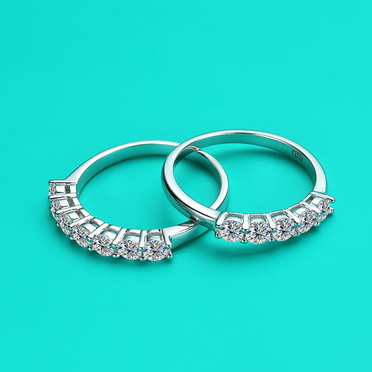 Anillo de moissanita de 3 mm en plata de ley 925 bañado en oro blanco de 18 k.