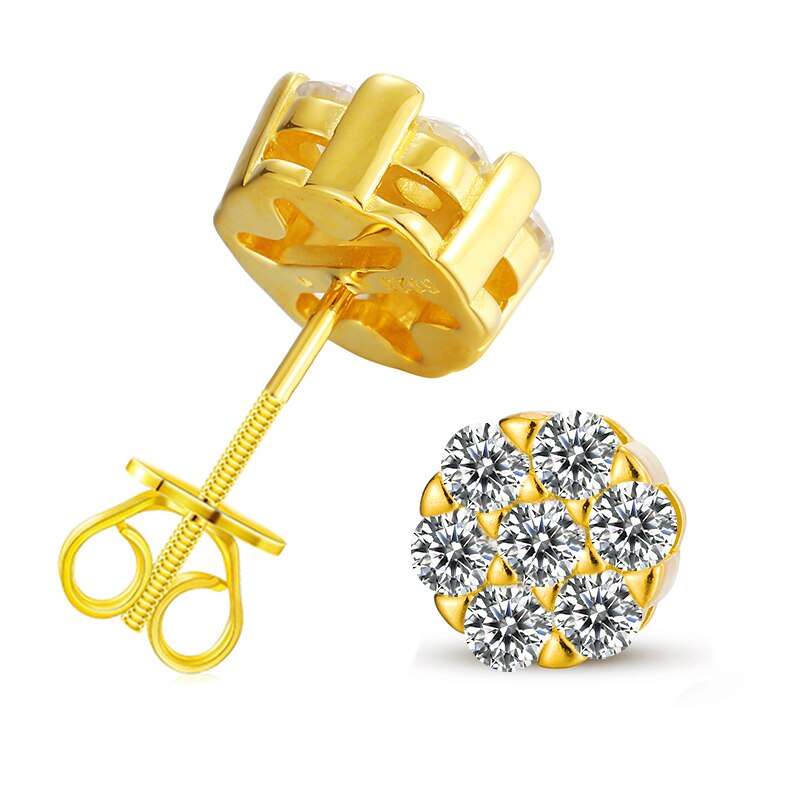 Pendientes de moissanita con hilo variado, plata de ley 925 con baño de oro