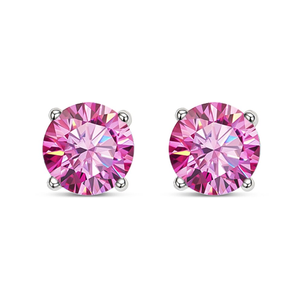 Red, Pink, Black, Blue or Green Moissanite Earrings 925 Sterling Sliver Plated with 18k White Gold