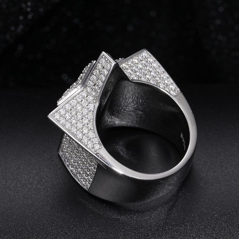 Certificate Moissanite Star Ring, 925 Sterling Silver
