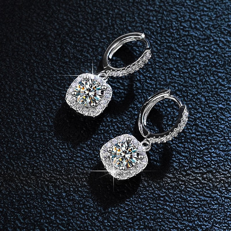 Moissanite Ohrringe 925 Sterling Silber vergoldet mit Weißgold