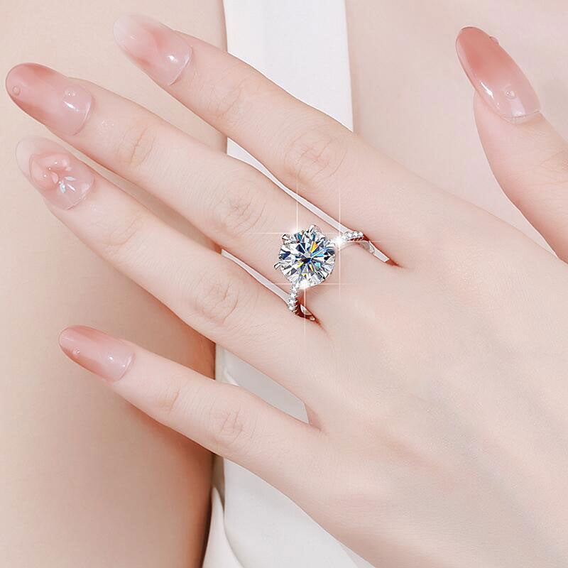 5 Karat Moissanit oder Ring S925 Sterlingsilber vergoldet 18 Karat Weißgold Eternity Band