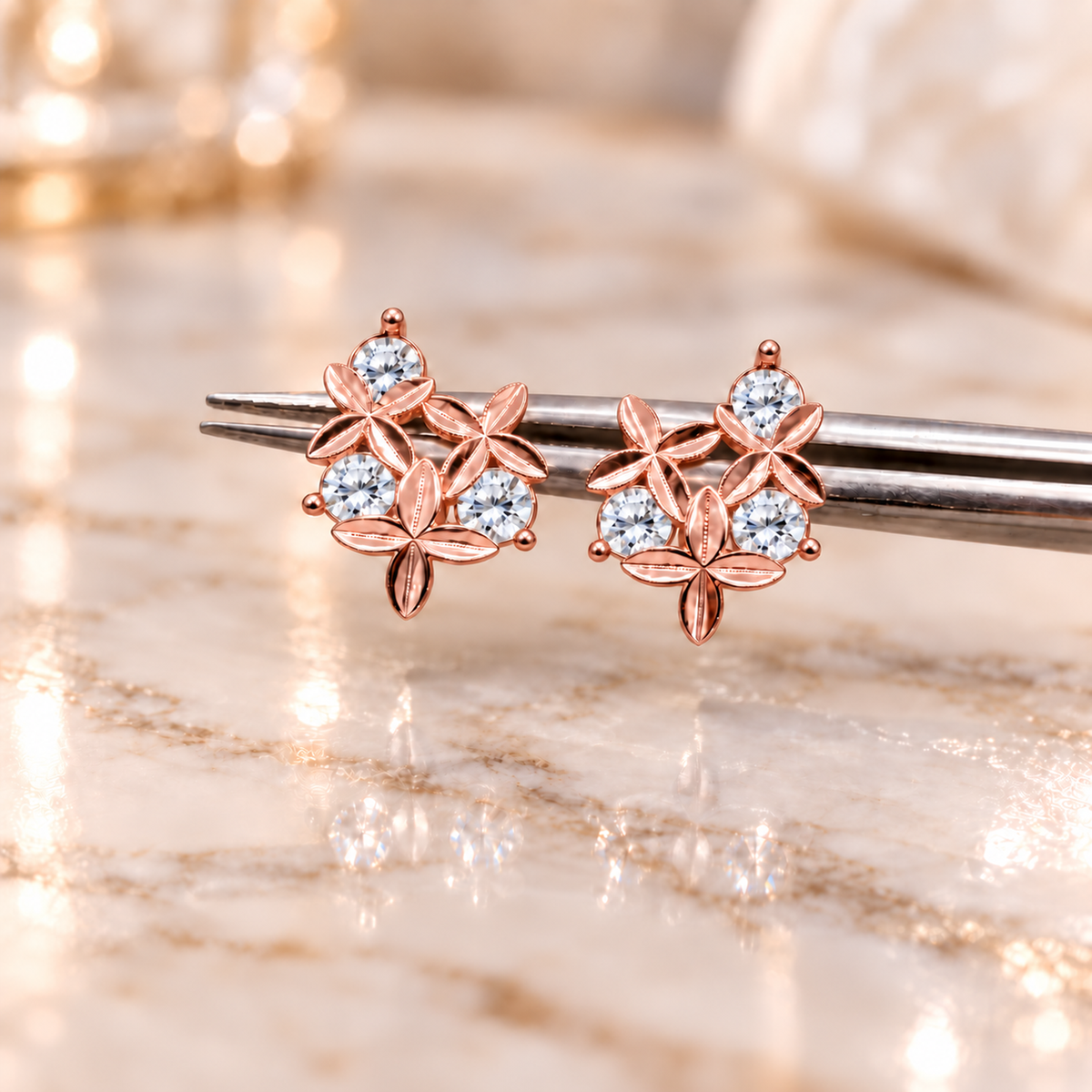 3mm Diamond Earrings in 925 Sterling Silver