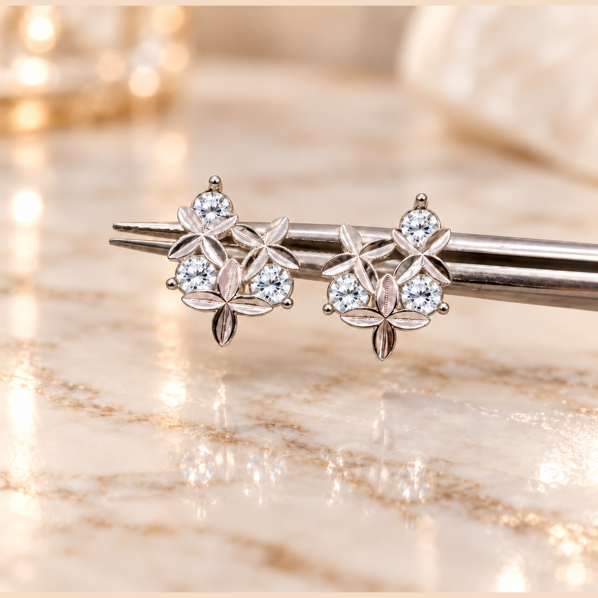 3mm Diamond Earrings in 925 Sterling Silver