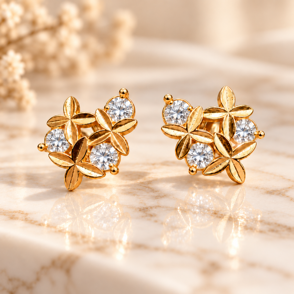 3mm Diamond Earrings in 925 Sterling Silver