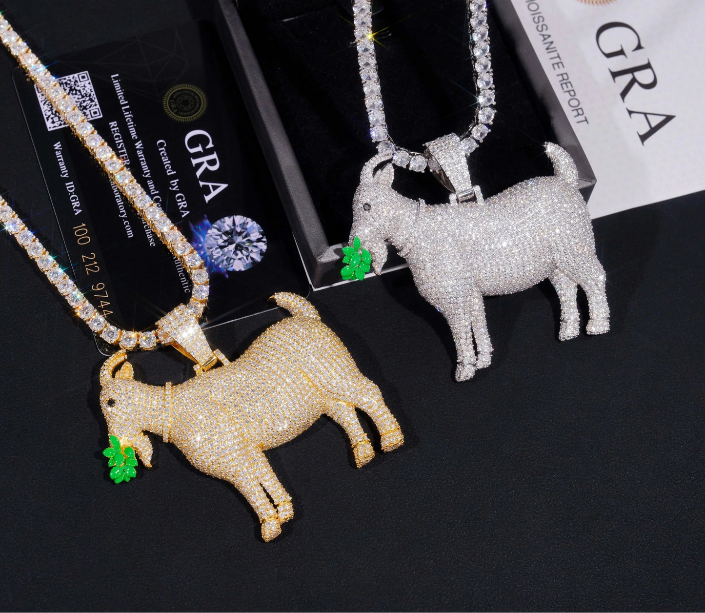 Goat Moissanite Pendant in 925 Sterling Silver