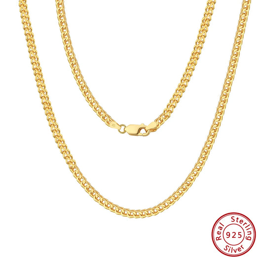 2.5mm Franco Chain in 925 Sterling Silver with 18K Gold Plated