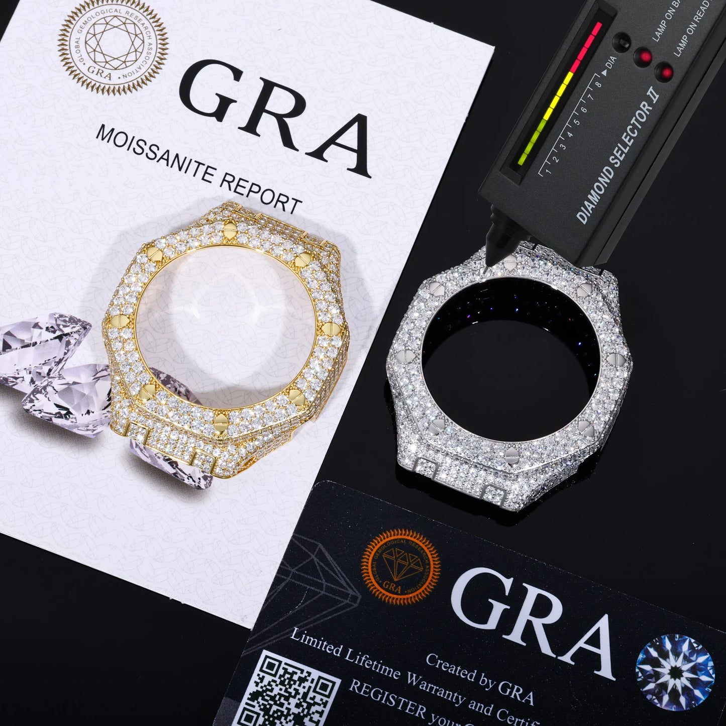 Moissanite Watch Case in 925 Sterling Silver