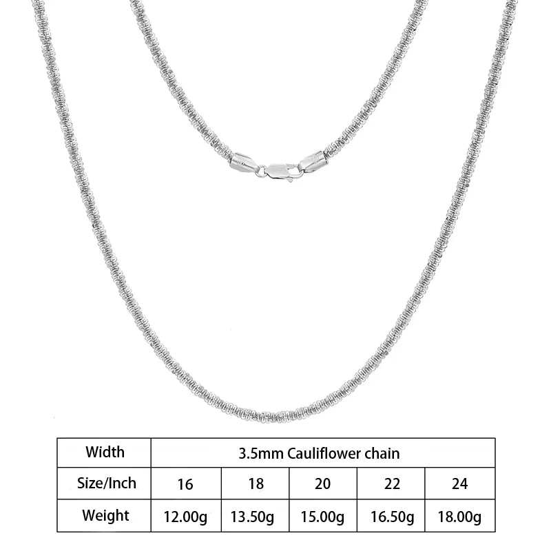3.5mm 4mm Cauliflower Chain in 925 Sterling Silver with 18K Gold Plated
