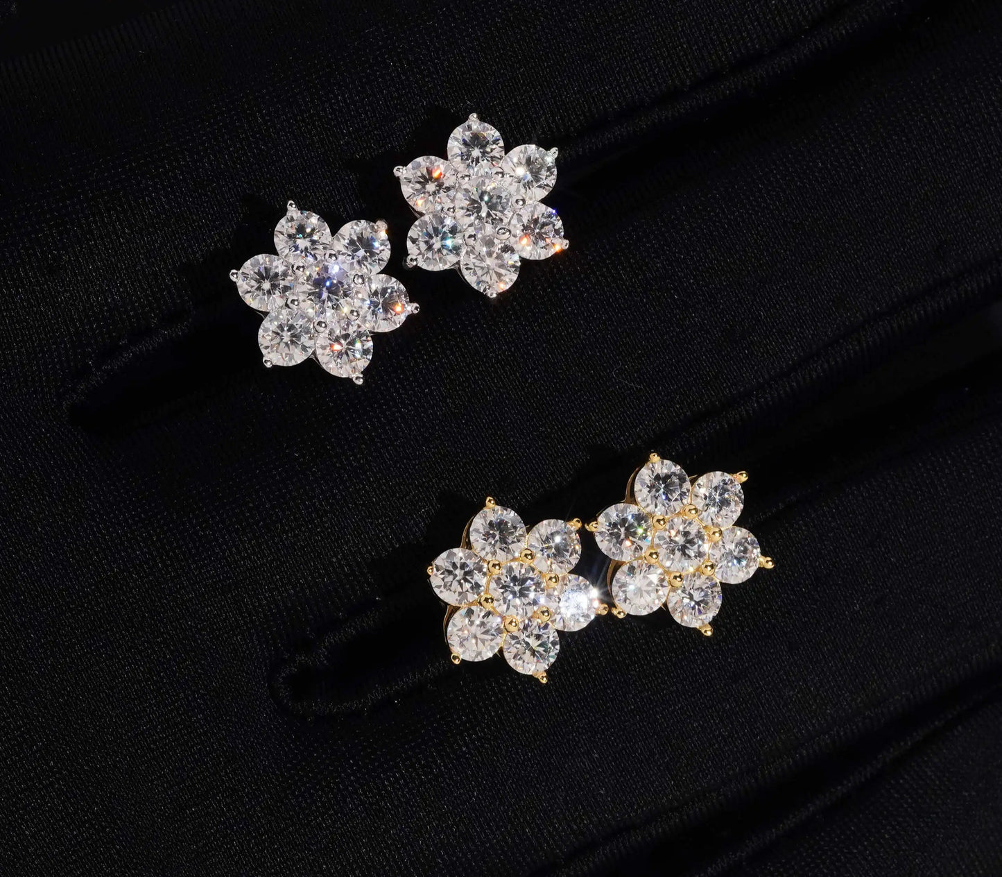 Moissanite Flower Earrings in 925 Sterling Silver