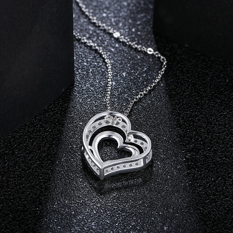 Moissanite Diamond Heart Necklace in 925 Sterling Silver