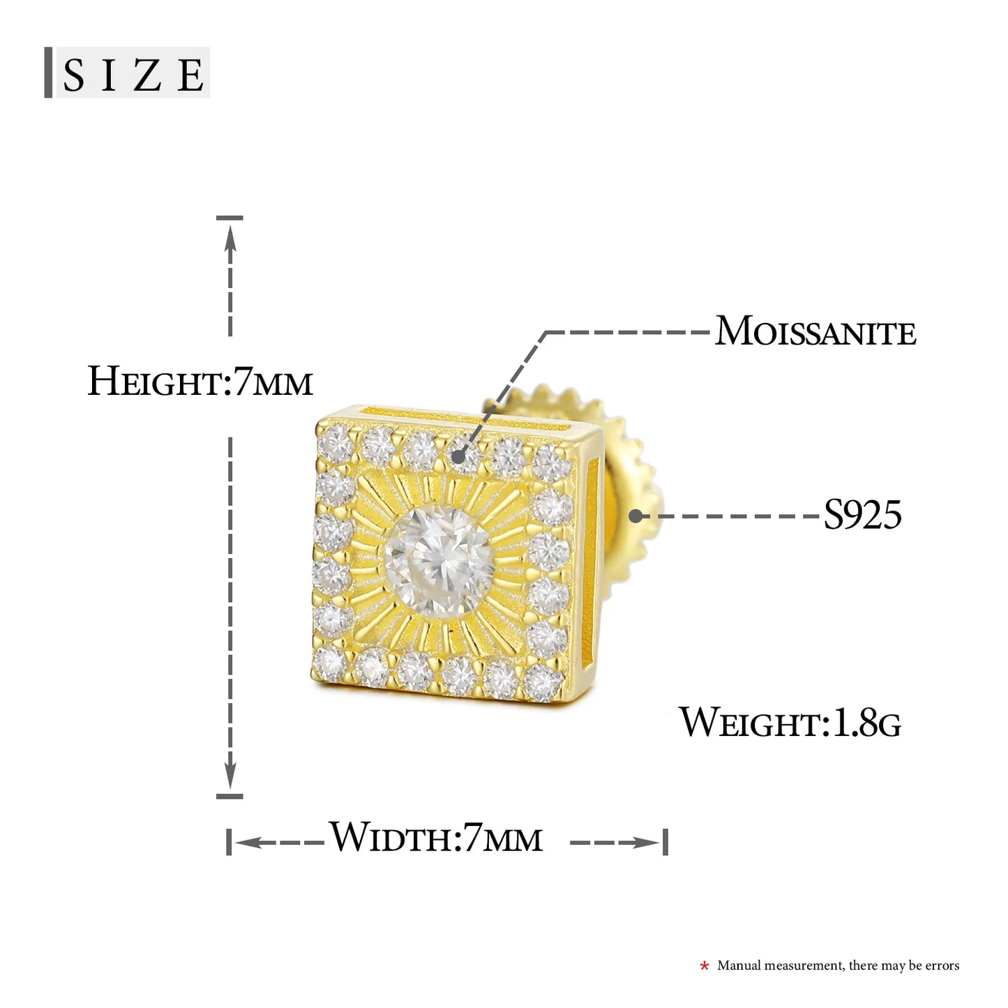 Moissanite Cube Earrings in 925 Sterling Silver