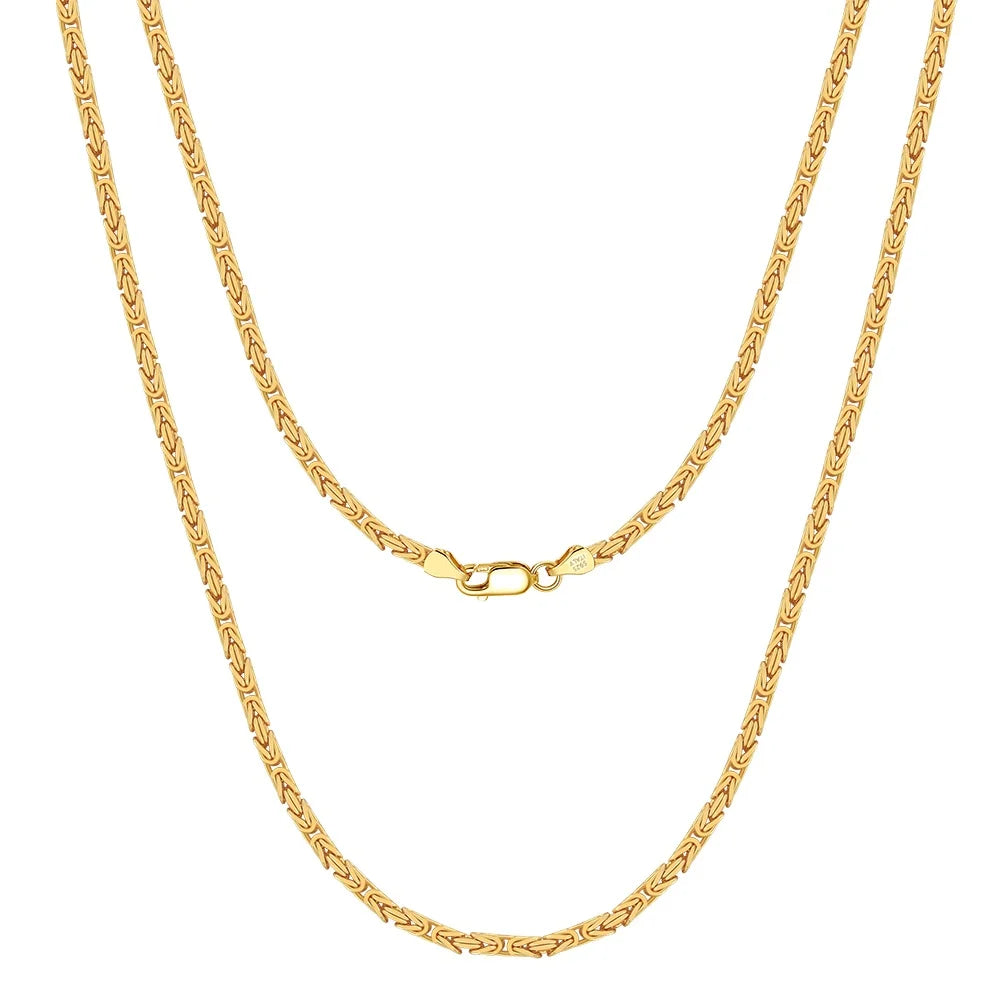 2,5mm Byzantine Chain in 925 Sterling Silver with 18K Gold Plated