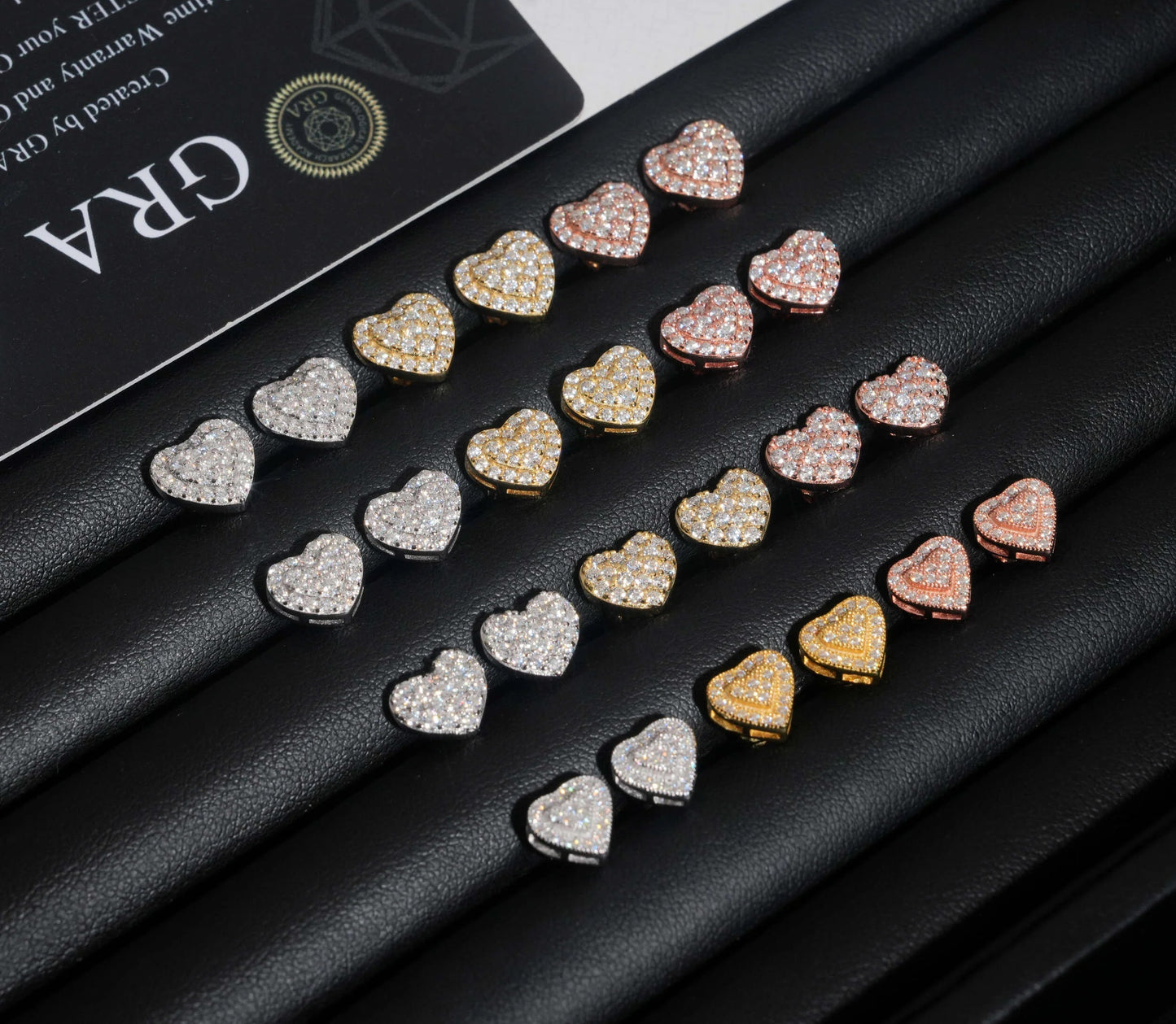 Moissanite Heart Earrings in 925 Sterling Silver