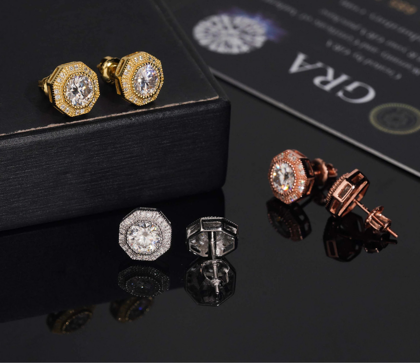 Moissanite Stud Earrings in 925 Sterling Silver