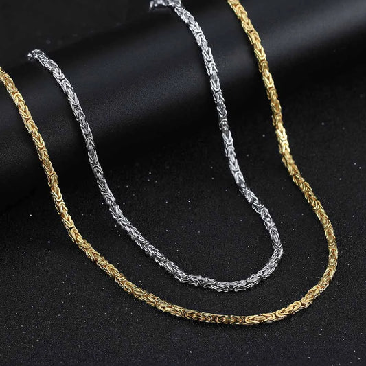 2,5mm Byzantine Chain in 925 Sterling Silver with 18K Gold Plated