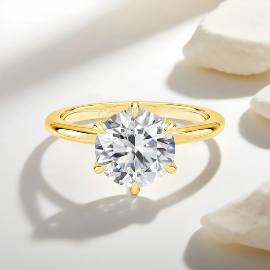 Moissanite 6 Prong Ring in S925 (1/20 14k GF)