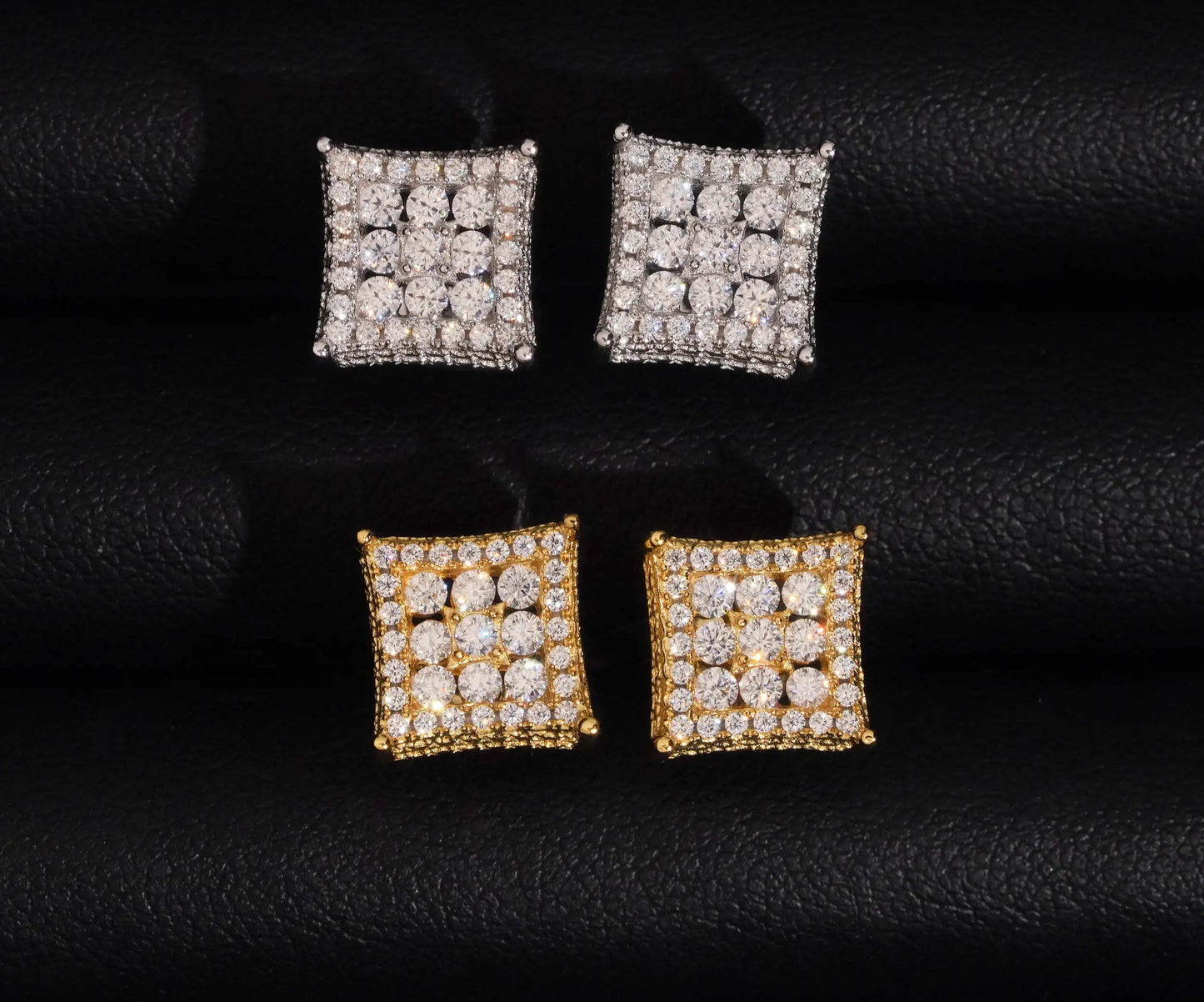 10mm Moissanite Cube Earrings in 925 Sterling Silver