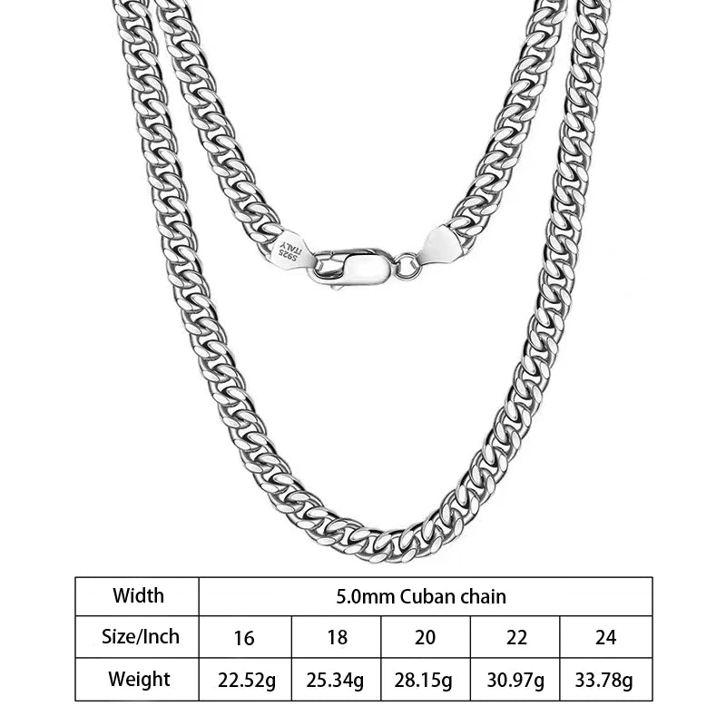1.8mm 2.3mm 3mm 3.5mm 4mm 5mm 6mm 7mm Diamond Cut Cuban Chain in 925 Sterling Silver with 18K Gold Plated