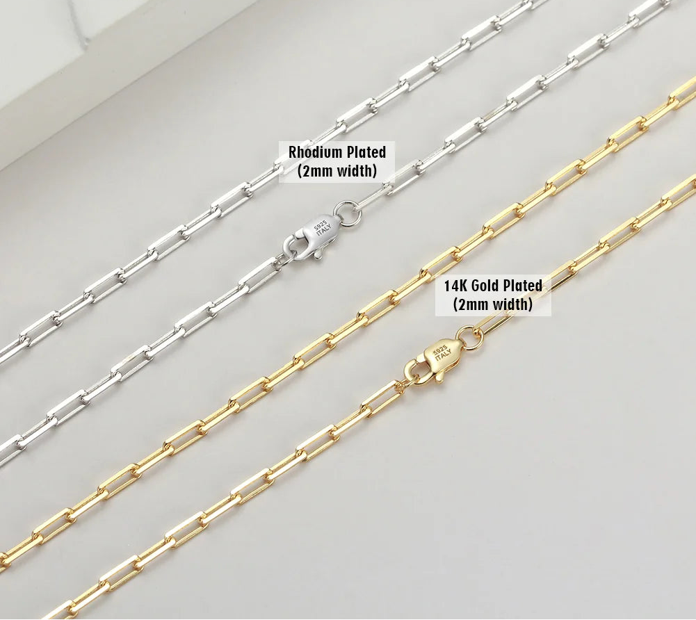 Paperclip Chains in 925 Sterling Silver with 18K Gold Plated