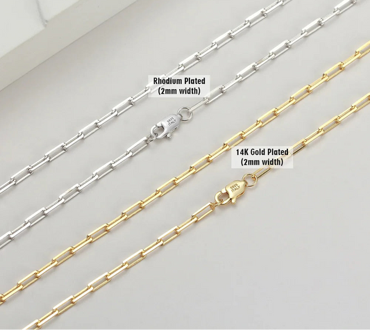 Paperclip Chains in 925 Sterling Silver with 18K Gold Plated