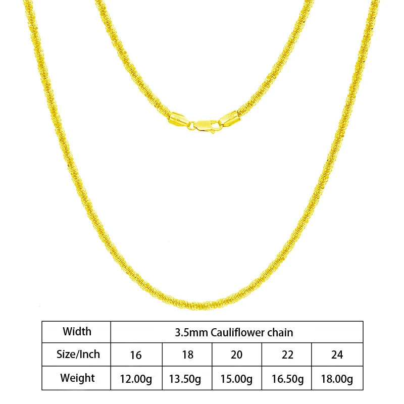 3.5mm 4mm Cauliflower Chain in 925 Sterling Silver with 18K Gold Plated