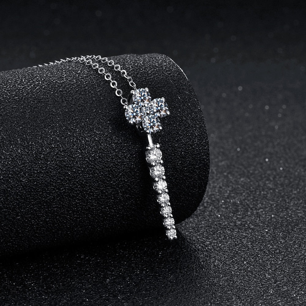 Real D Grade Moissanite Pendant Cross in 925 Sterling Silver