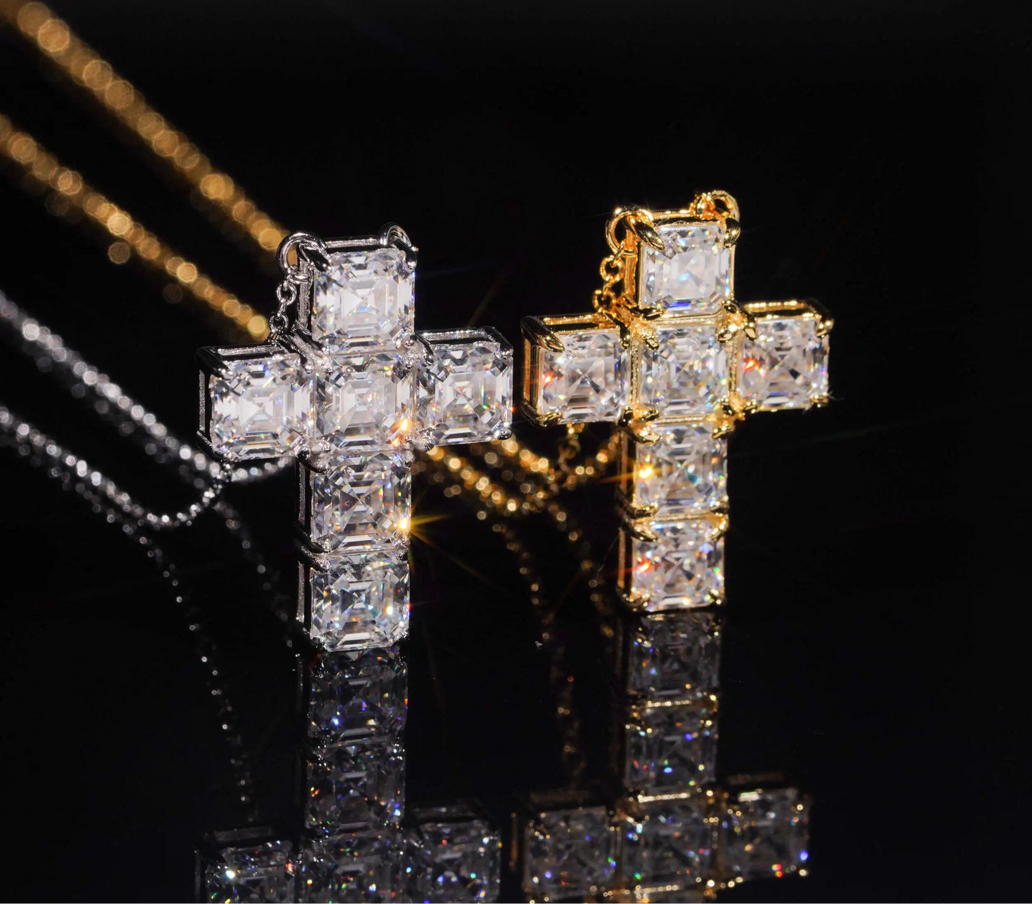 Moissanite Cross Pendant in 925 Sterling Silver