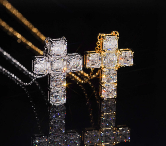 Moissanite Cross Pendant in 925 Sterling Silver