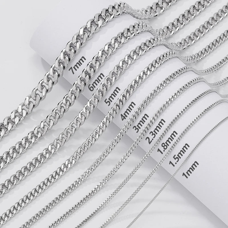 1.8mm 2.3mm 3mm 3.5mm 4mm 5mm 6mm 7mm Diamond Cut Cuban Chain in 925 Sterling Silver with 18K Gold Plated