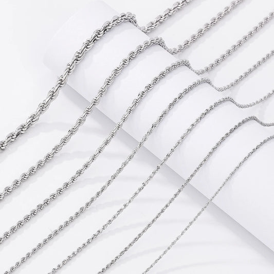 Rope Chain Diamond Cut in 925 Sterling Silver with 18K Gold Plated
