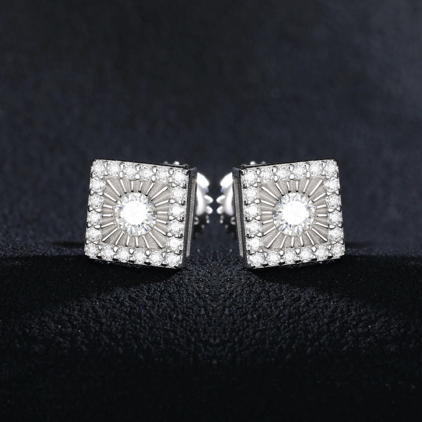 Moissanite Cube Earrings in 925 Sterling Silver