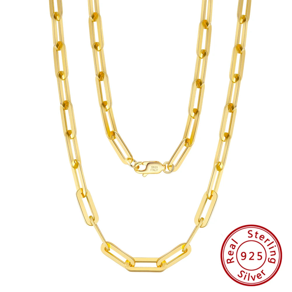 Paperclip Chains in 925 Sterling Silver with 18K Gold Plated