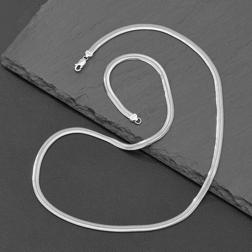 4.5mm Flat Snake Chain in 925 Sterling Silver with 18K Gold Plated.