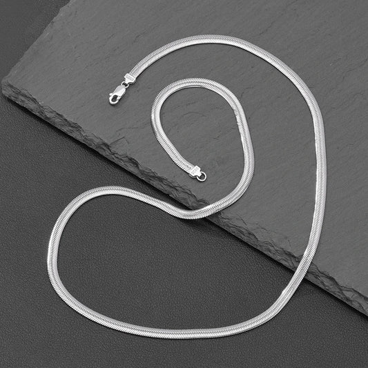 4.5mm Flat Snake Chain in 925 Sterling Silver with 18K Gold Plated.