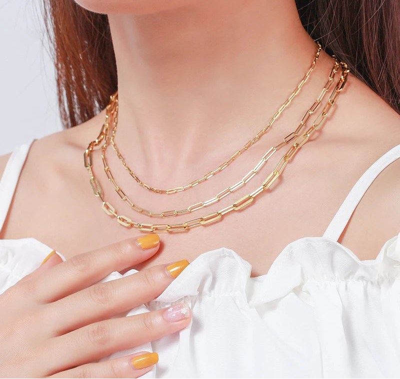 Paperclip Chains in 925 Sterling Silver with 18K Gold Plated