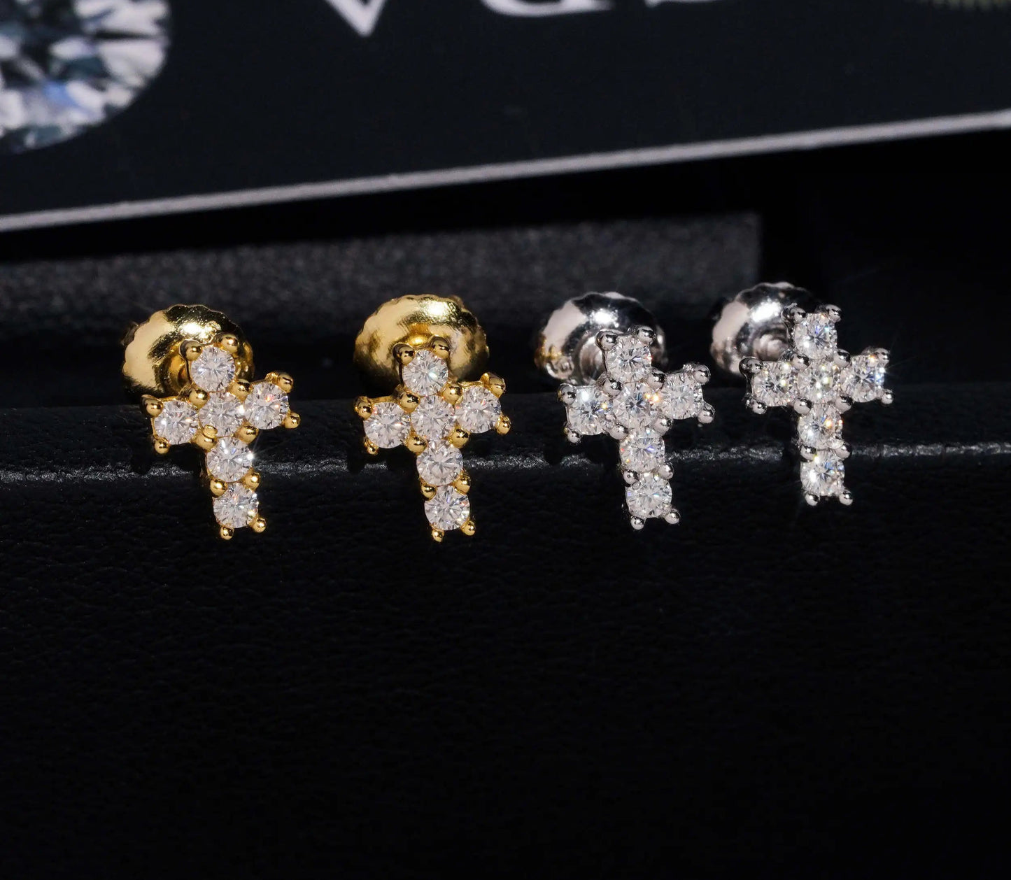 Moissanite Cross Earrings in 925 Sterling Silver