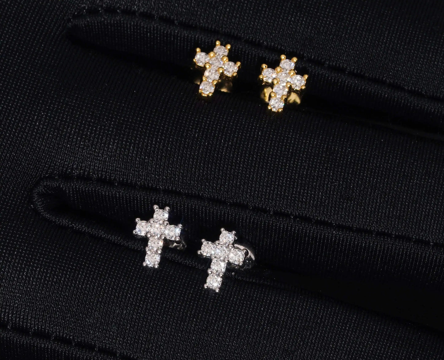Moissanite Cross Earrings in 925 Sterling Silver