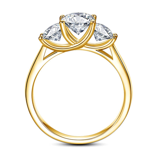 3 Stones Moissanite Ring in S925 (1/20 14K GF)