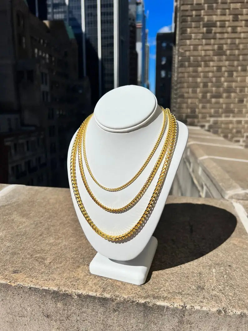 2.5mm Franco Chain in 925 Sterling Silver with 18K Gold Plated