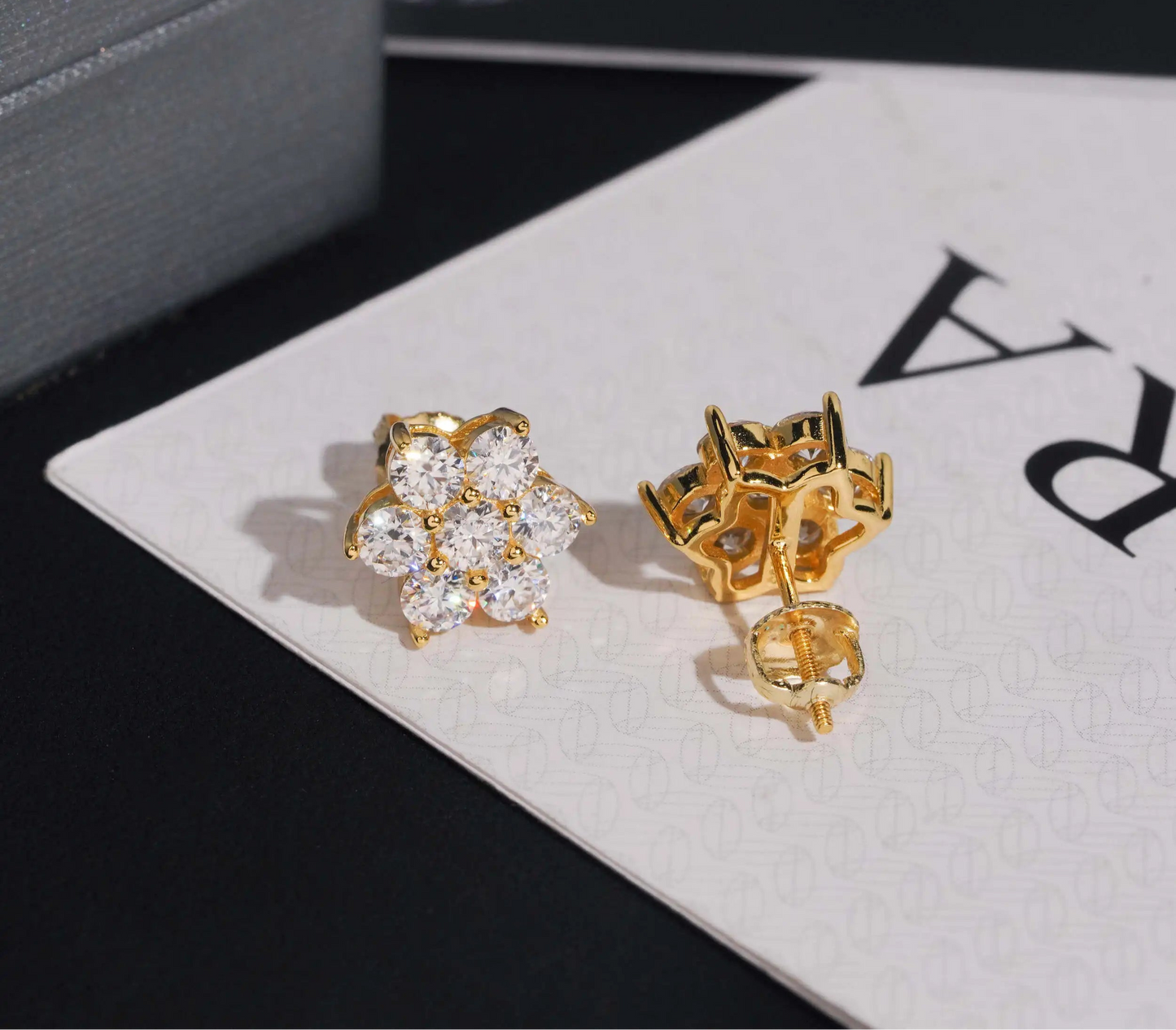 Moissanite Flower Earrings in 925 Sterling Silver