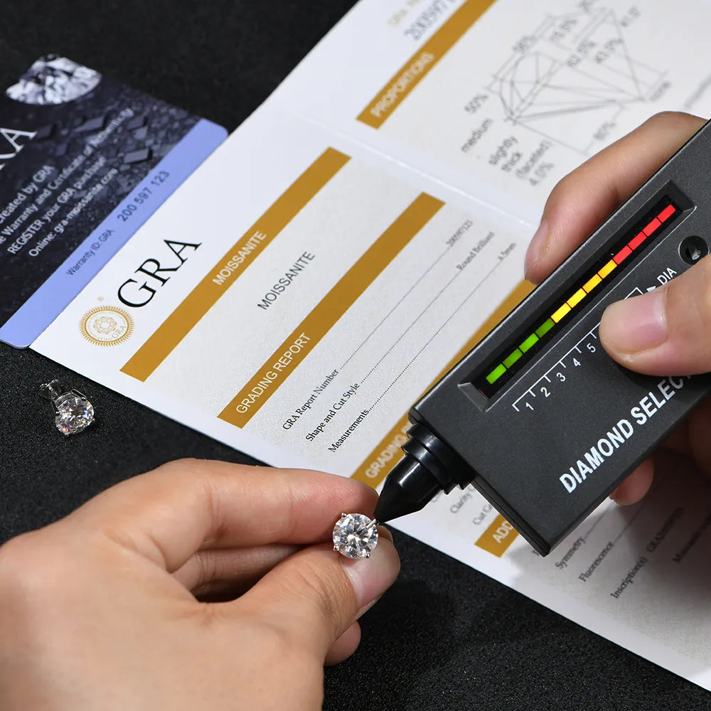 Pendientes de moissanita de primera calidad, 100 % plata de ley 925