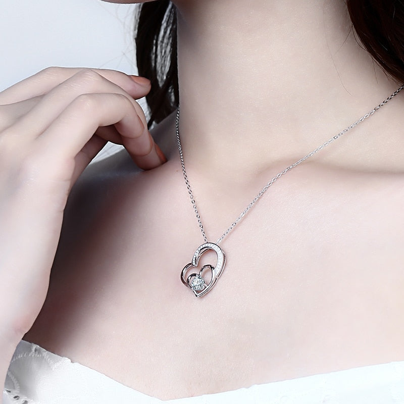 Love Heart 6.0MM Round Moissanite Pendant in 925 Sterling Silver