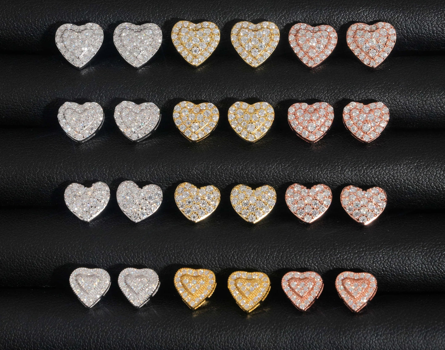 Moissanite Heart Earrings in 925 Sterling Silver