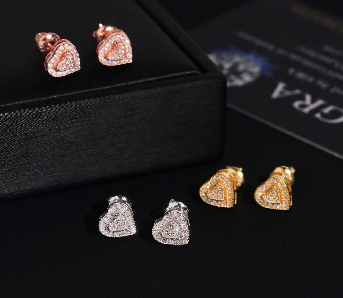 Heart Moissanite Earrings in 925 Sterling Silver