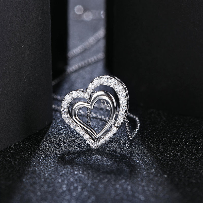 Moissanite Diamond Heart Necklace in 925 Sterling Silver