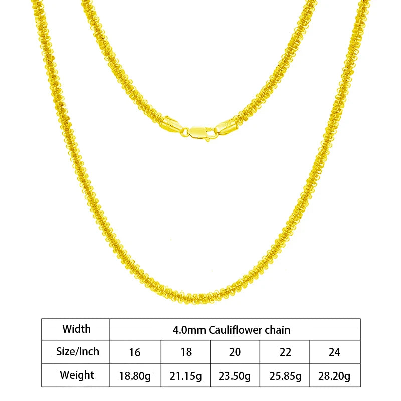 3.5mm 4mm Cauliflower Chain in 925 Sterling Silver with 18K Gold Plated