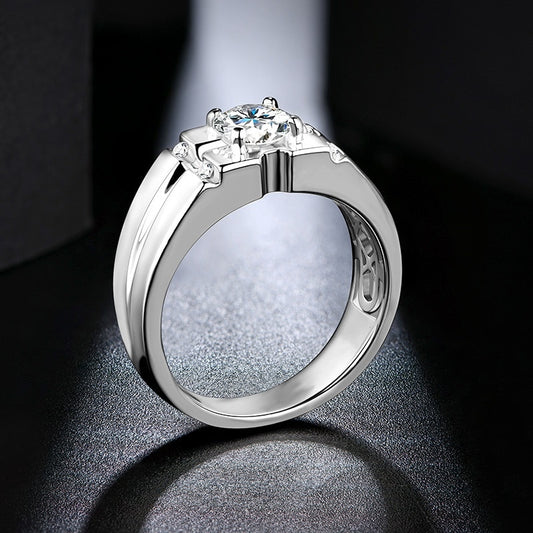 1.0ct Round Moissanite Center Ring in 925 Sterling Silver
