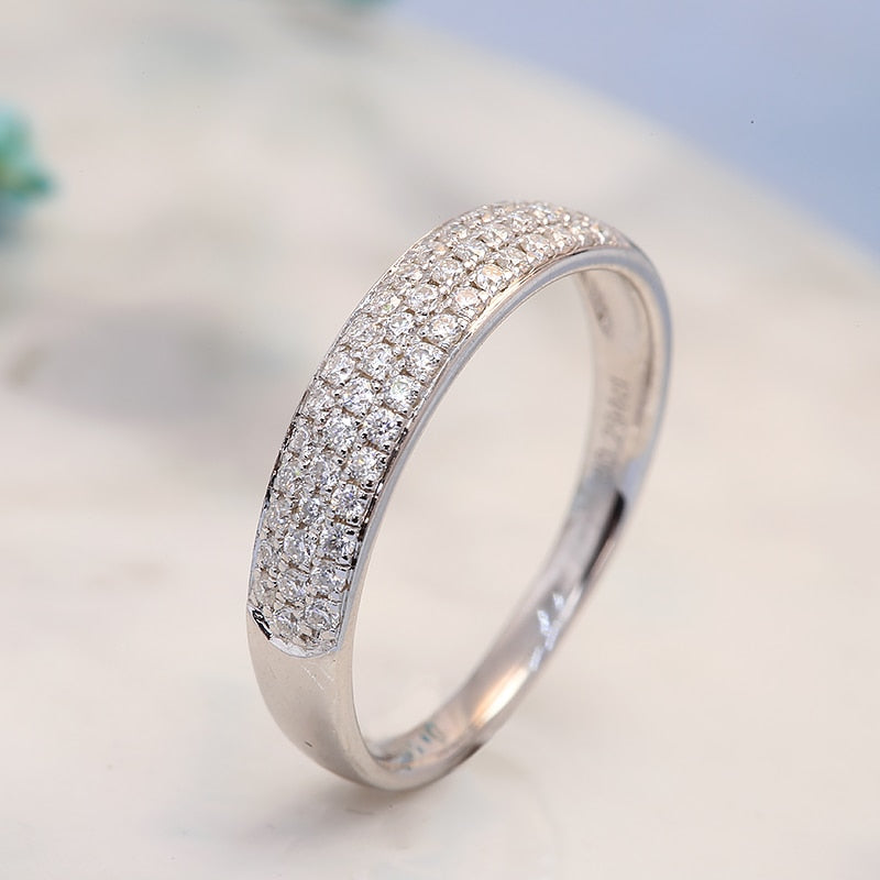 Moissanitring im Rundschliff aus 925er Sterlingsilber oder 10 Karat Echtgold