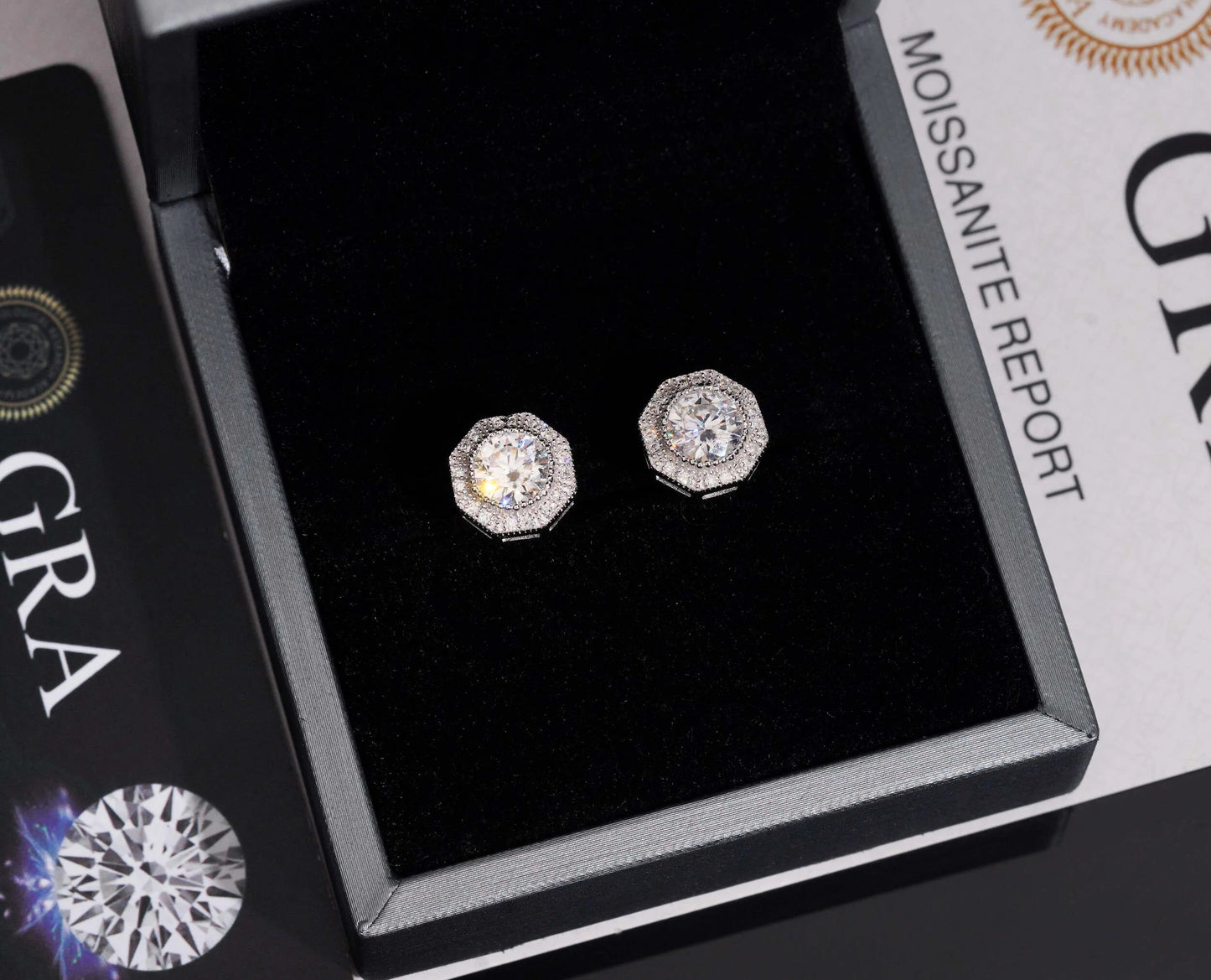 Moissanite Stud Earrings in 925 Sterling Silver